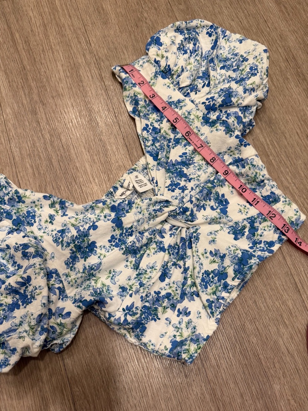 Midnight Sky Blue Floral Tie-Front Crop Top